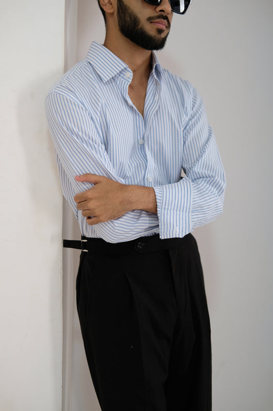 Light Blue Striped Men's Shirt