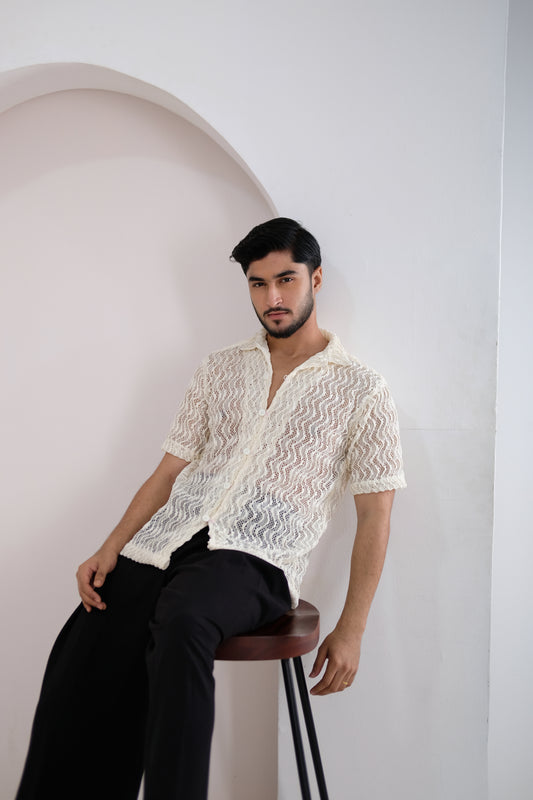 Atlas | Beige Crochet Shirt