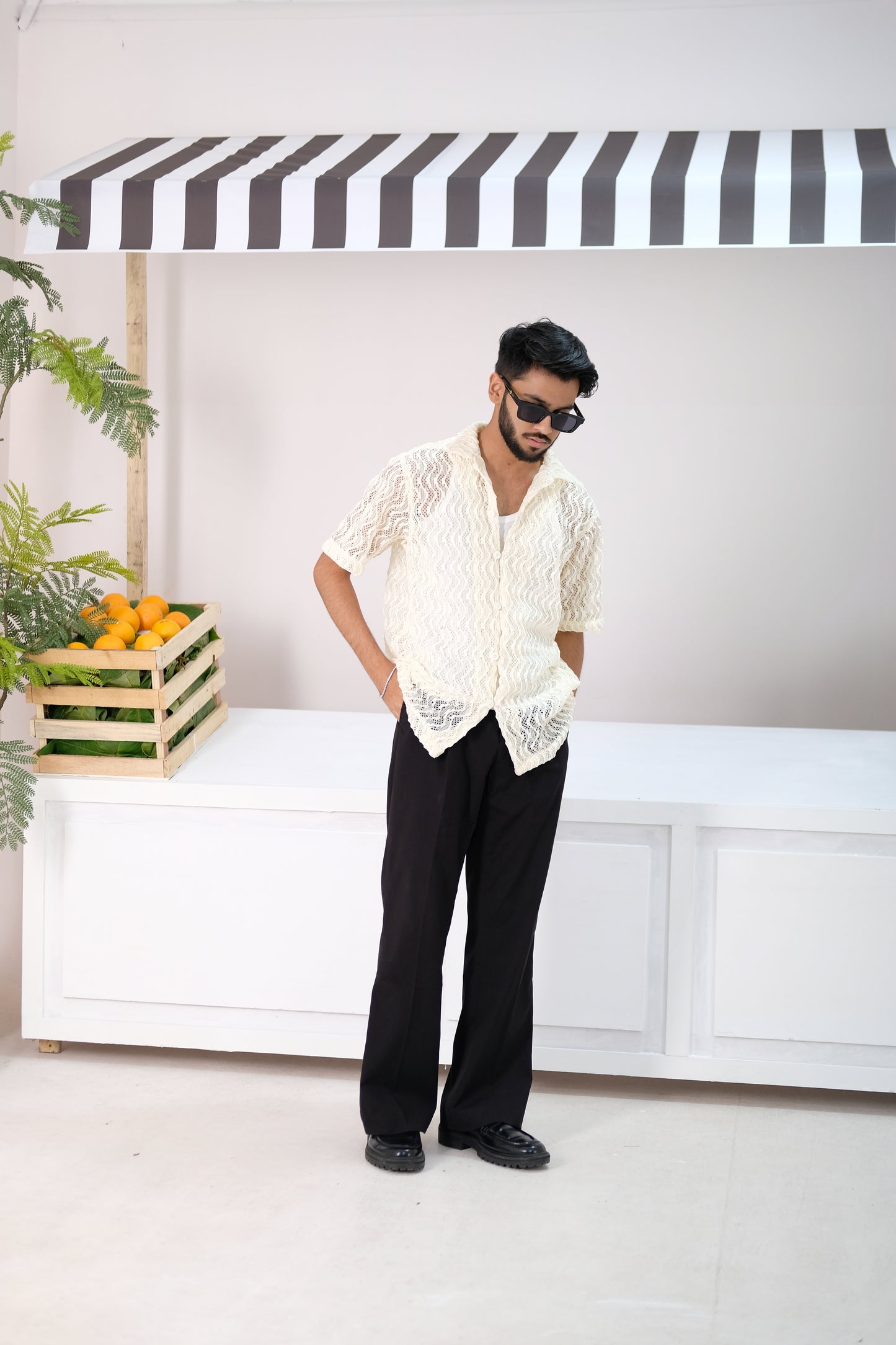 Atlas | Beige Crochet Shirt