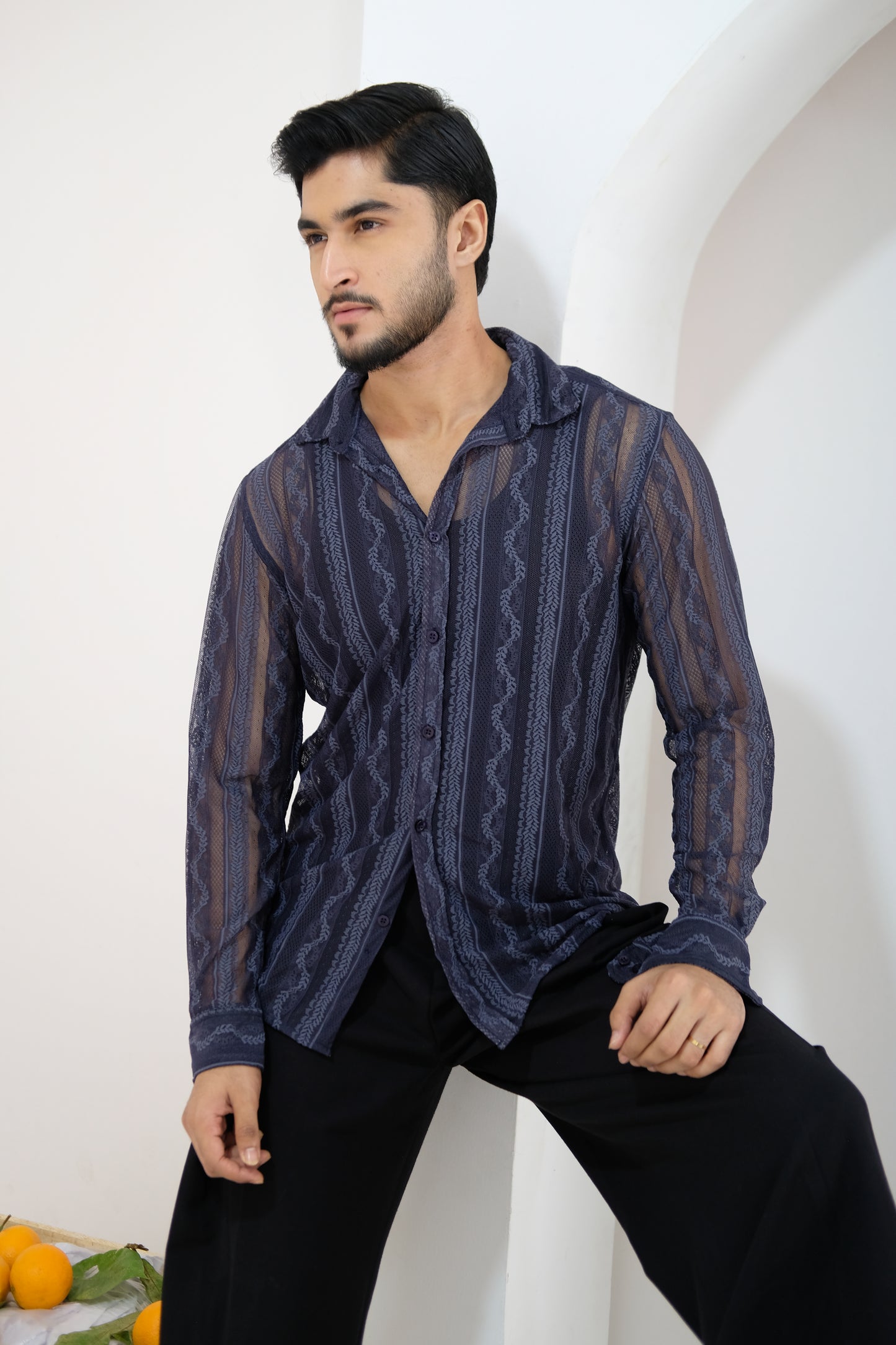 Midnight Blue Sheer Shirt