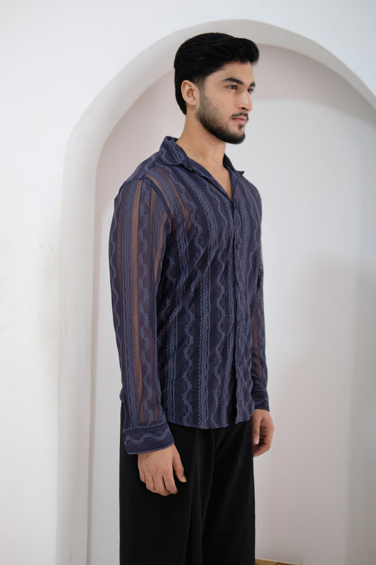 Midnight Blue Sheer Shirt