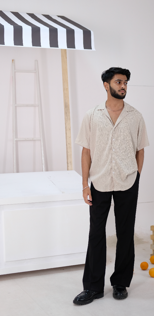 Beige Grain Cuban Shirt